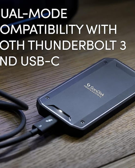 SanDisk Professional 4TB PRO-G40 SSD - Up to 3000MB/s, Thunderbolt 3 (40Gbps), USB-C (10Gbps), IP68 dust/Water Resistance, External Solid State Drive - SDPS31H-004T-GBCND