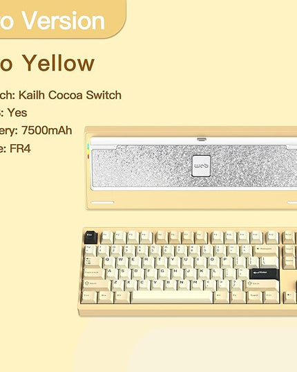 KEEBMONKEY WOBKEY Crush 80 Reboot CNC Aluminum 5-Second Quick-Release Triple-Mode Connectivity Mechanical Keyboard with Superior Acoustics (Pro Yellow)