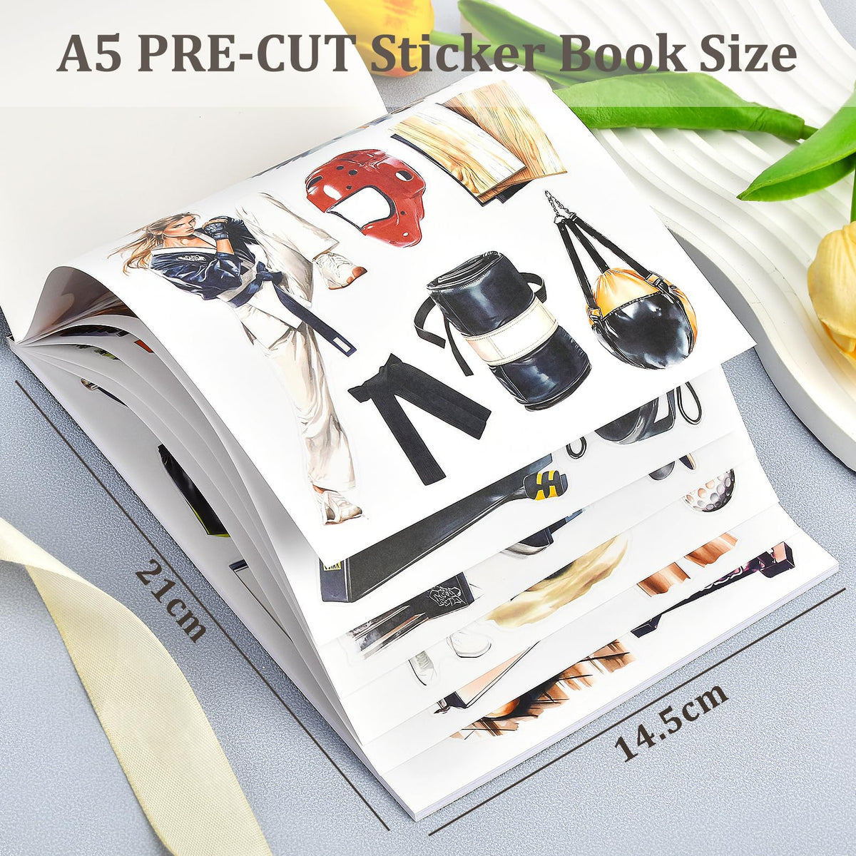 Snycler Sports Girl Theme Sticker Scrapbooking Supplies for Junk Journal, 20 Sheets PET Stickers - Vintage Journaling Stickers, Ephemera Sticker Book Pre Cut, Junk Journal Supplies, Planner
