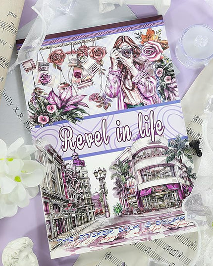 Snycler Sticker Book - 20 Sheets Vintage PET Stickers for Scrapbooking, Junk Journaling, Ephemera, and Decorative Crafts-Revel in Life