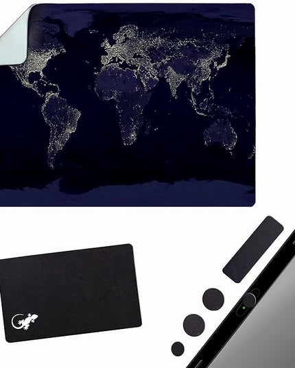 Adhesive Mouse Pad - Peel and Sticks to Any Surface - Travel Mouse Pad, Sticky for Any Surface - Excellent Tracking - Earth Night MAP