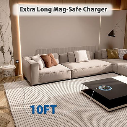[Apple MFi Certified] Magnetic Charger for iPhone 17 16e, 10FT 2Pack Fast Charge for Apple MagSafe Wireless Charger, Long Wireless Mag Safe Charging Pad for iPhone 17 Pro Max/17 Air/16 Pro/15/14/13/12