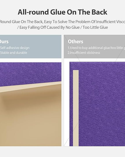 12 Pack Acoustic Panels Self Adhesive Sound Proof Foam, High Density Sound Acoustic Panel, 16X12X0.4 Inch 4:3 Rectangle Panels in Home, Office, Reccording Room, Studio,and More(Violet)