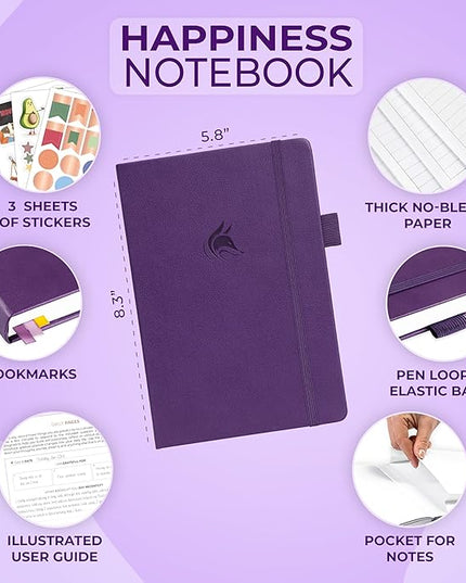Clever Fox Happiness Notebook – Daily Positivity Journal for Women with Prompts & Positive Quotes – Affirmation & Self Esteem Gifts (Purple)