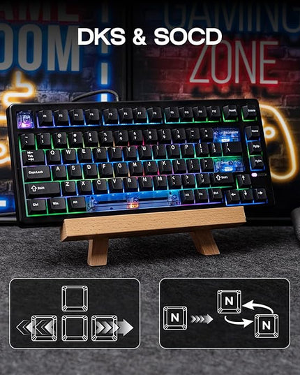 EPOMAKER HE80 Hall Effect Gaming Keyboard, 8K Polling & 32K Scan, Creamy Gasket, DKS, SOCD, Hot-Swappable, RGB Backlit, Wired Gaming Keyboard for PC & Mac (Black)