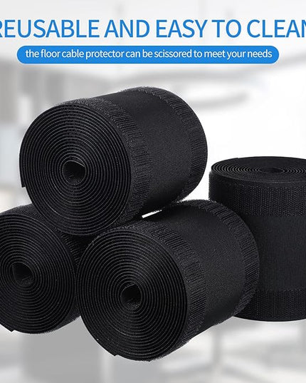 WILLBOND Carpet Cord Cover Cable Grip Floor Cover Cable Protector Management Only for Commercial Office Carpet(Black,39.37 ft)