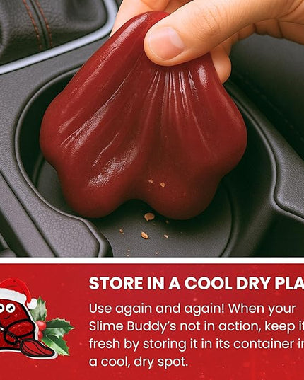 Slime Buddies Car Cleaning Gel Putty - Christmas Spice Scented Interior Detailing Tool for Cup Holders, Air Vents & Keyboard - Reusable Auto Detailing Accessories - Dust Remover Goop