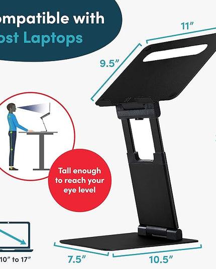 Lifelong Ergonomic Adjustable Laptop Riser - Fits 10-17 Inch Laptops & MacBooks - Portable Desk Laptop Stand