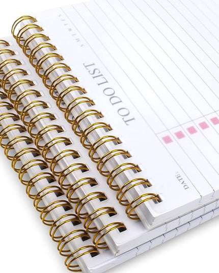 To Do List Notepad, Undated Daily Planner Notepad with To Do List Notebook Checklist Planner Spiral Waterproof Cover Notepad for Office Supplies, School Planner, Pink, 52 Sheets, 5.5"*8.3" A5 Size