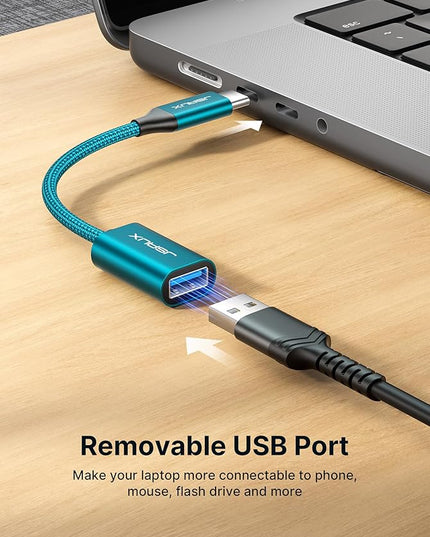 JSAUX USB C to USB 3.0 Adapter [2 Pack], Type C Male to USB Female OTG Cable Compatible with MacBook Pro/Air, iPhone 16 Pro Max/16 Plus/16e/15, Samsung Galaxy S25/S24/S23-Green