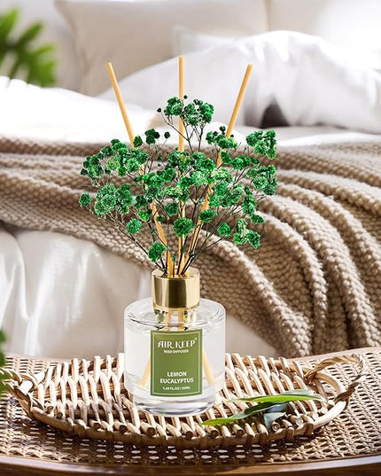 Airkeep Reed Diffuser Set of 3, Coconut Pineapple Lemon Eucalyptus Cranberry Apple Oil Reed Diffusers for Bedroom Living Room Office Aromatherapy Oil Reed Diffuser for Gift 50ml x 3