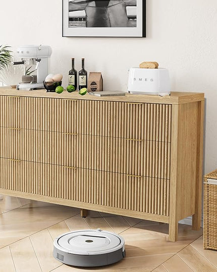 NRITOBY Modern 9 Drawer Wooden Storage Cabinet, Large Floor-Standing Storage Drawer Cabinet, Multifunctional Storage Cabinet for Office and Entryway