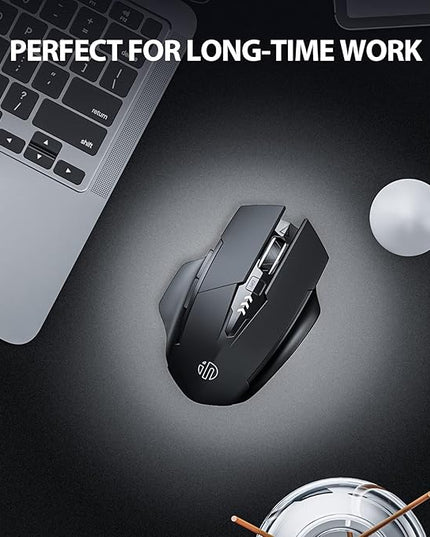 INPHIC Wireless Mouse Rechargeable, Battery Visible, 2400 DPI, 6 Buttons, Ergonomic Large Mouse for Laptop, Computer, Mac, PC etc.