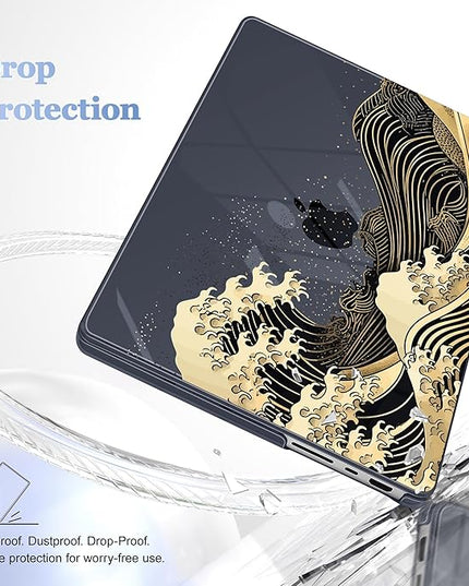 May Chen Case for MacBook Pro 14 inch, Models A2442 A2779 A2918 A2992 A3401 A3185 A3112 A3434, M1 M2 M3 M4 M5 Chip (2021-2025 Release), Plastic Hard Shell Case with Keyboard Cover, Black Sea Wave