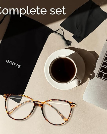 Gaoye Blue Light Blocking Glasses - Trending Round TR90 Frames, Metal Arms, UV400 Protection - Matching Soft Case