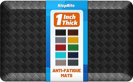 StepRite 1” Thick Kitchen Mats for Floor, Anti Fatigue Kitchen Rugs, Non-Slip,Heavy Duty Waterproof Kitchen Rug, Standing Desk Mat, Gifts for Friends, Family, Home, Kitchen, Office (32" x 20", Black)