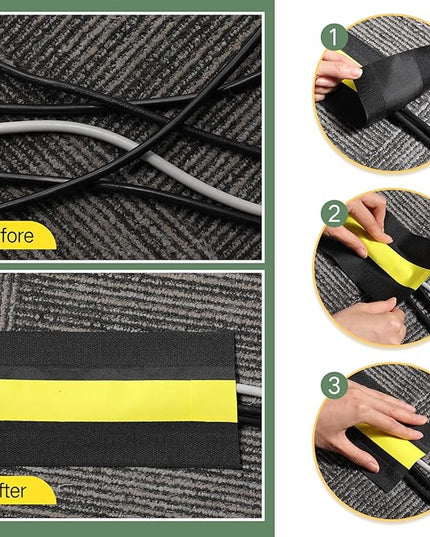 WILLBOND Carpet Cord Cover Cable Protector Floor Cover Cable Protector Management Only for Commercial Office Carpet(9.84 ft,Black and Yellow)