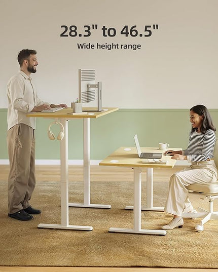 INNOVAR Electric Standing Desk, Adjustable Height Stand up Desks, 40 x 24 Inches Sit Stand up Desk for Home Office Computing, 3-Preset Memory Height Ergonomic Rising Desks, Nature
