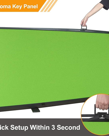 EMART 77x92in Collapsible Chromakey Panel Green Screen for Photo Backdrop Video Studio,Portable Pull Up,Solid Aluminium Base Wrinkle-Resistant Fabric,Auto-Locking Air Cushion Frame
