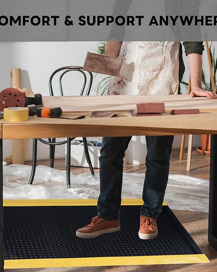 Nisorpa Anti Fatigue Mats Industrial 2' x 5' Ergonomic Standing Mat 15/16" Extra Thick Kitchen Mats for Standing Heavy Duty Commercial Diamond Plate - Safety Support for Leg & Back Pain