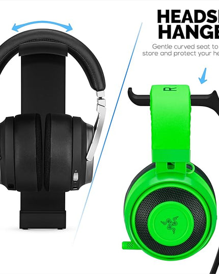 BRAINWAVZ Desktop Headphone Stand - Curved Hanger with Non-Slip Base & Cable Management- Compatible with SteelSeries, Sennheiser, Razer, Bose, Sony & More – (HP037)