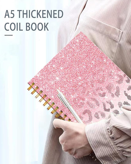 iampanda Spiral Journal Notebook,Strong Twin-Wire Binding with Premium Paper for Girl Women,Modern Girly Design 60 Sheets A5 College Ruled Notebook/Journal,Perfect for School Office Home Gifts,Pink