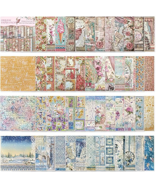 Origami Paper Kit 50 Sheets 70GSM 6 Inch Square Double Sided Color 50 Vivid Japanese Washi Chiyo Colors for Hand Crafts Origami Paper Arts Creativity.Flower Fairy