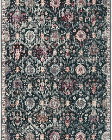 Lahome Moroccan Hallway Rug, 2'5''x8' Kitchen Runner Rugs Non Skid Washable Runners for Hallways, Ultra-Thin Oriental Carpet for Entryway Laundry Room Bedroom Bathroom, Black/Multi