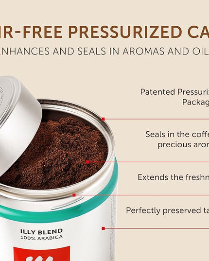 illy Ground Coffee, Brasile Regenerative Agriculture Medium Roast, 100% Arabica, Premium Italian Coffee, Ideal for Espresso, Drip, Moka and French Press Brewing, 8.8oz, 6 Pack