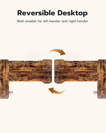 59 Inch L Shaped Standing Desk Electric Adjustable Height, Corner Standing Desk, Electric Sit Stand Table with Reversible Splice Boards for Computer Office Home (Rustic Brown)