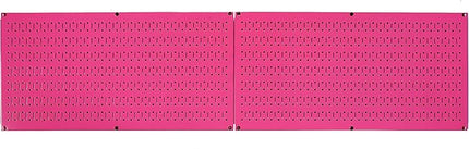 Wall Control Pegboard Rack Horizontal Metal Pegboard Garage Tool Storage Pack - Two 32-Inch Wide x 16-Inch Tall Easy To Install Peg Boards (Pink)