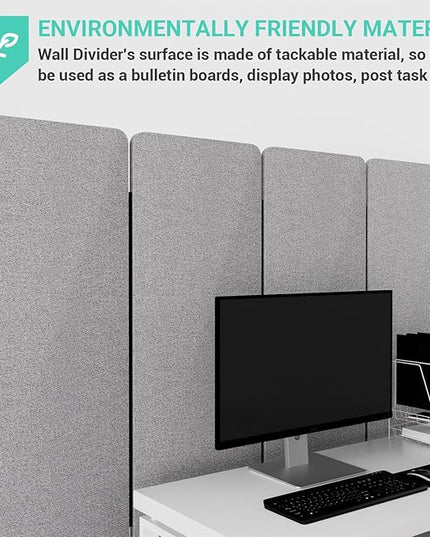 Soundproof Room Divider W/Wheels, 66in Office Dividers for Sound Proofing & Reducing, Sound Proof Dividers for Office Partitions Portable Acoustic Wall Divider (Cool Grey, 4 Panel-95''Wide)