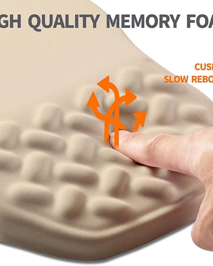 Ergonomic Slope Mouse Pad Wrist Support, Wrist Rest Mousepad for Carpal Tunnel Pain Relief with Massage Bulge and Slow Rebound Memory Foam (12x8 inch, Apricot)