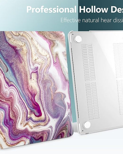 DONGKE for M4 MacBook Air 13.6 Inch Case 2025 2024 2023 2022 Model A3240 A3113 A2681 M3 M2 Chip, Plastic Hard Shell Case Cover with Touch ID for MacBook Air 13 Inch M4 - Marbling Art
