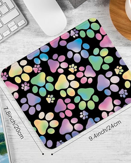 Cute Dog Paw Square Mouse Pad,Non-Slip Rubber Base Mouse Pad,Home Office Decoration Desktop Accessory,Laptop Mouse Pad for Office Laptops,9.4x7.8x0.12.
