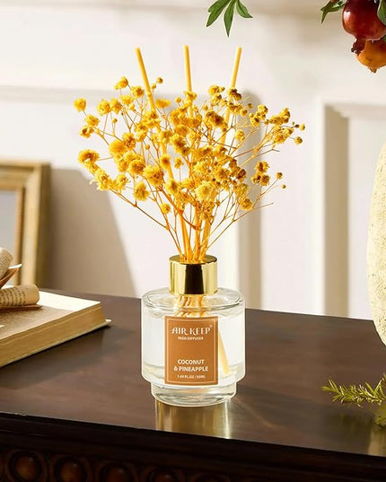 Airkeep Reed Diffuser Set of 3, Coconut Pineapple Lemon Eucalyptus Cranberry Apple Oil Reed Diffusers for Bedroom Living Room Office Aromatherapy Oil Reed Diffuser for Gift 50ml x 3