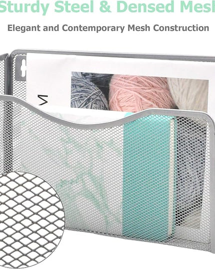 EASEPRES 3 Single Pocket Mesh Hanging File Organizer, Vertical Wall Mounted Magazine File Holder, Mount Basket Mail Paper Document Folder Organizing for Office, Home and School, Silver