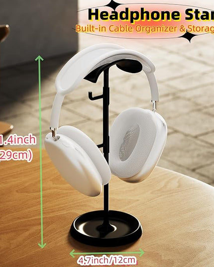 Headphone Stand for Desk, Headphone Holder with Cable Organizer Storage Tray Compatible for AirPods Max, Pro, Beats, Gaming Headset Stand. 【No Tools Required】 ME-2 (Black)
