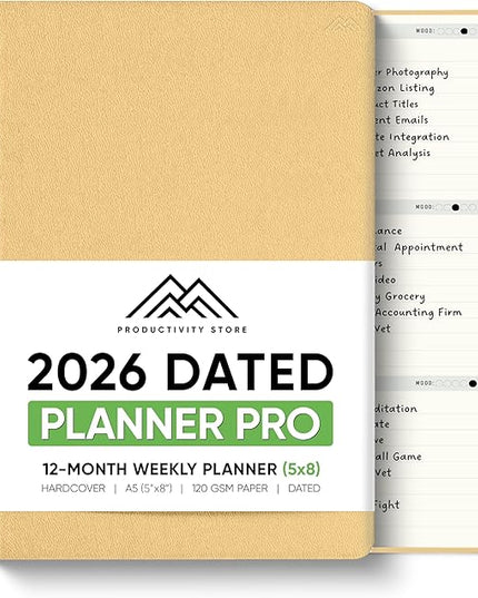 Dated, 2026 Planner, 5.8” x 8.3” - The #1 Productivity Planner to Achieve Your 2026 Goals - Planner 2026-2027 by PRODUCTIVITY STORE (A5, CREAM)