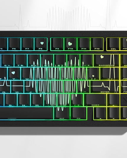 PBT Keycaps-Cherry Key caps, Heart Design Dye Sublimation 130 Keys Set for Cherry Gateron MX Switches Keyboards, Black