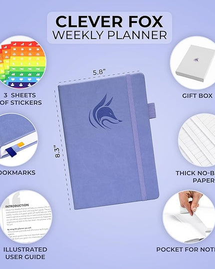 Clever Fox Planner – Undated Weekly & Monthly Planner for Productivity, Time Management & Goals – Organizer Journal – A5 (Lavender)