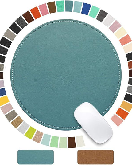 Mouse Pad，Round Mouse Pad，PU Mouse Pad，Leather Mouse Pad with Stitched Edge Micro-Fiber Base with Non-Slip Waterproof，Mouse Pad for Computers，Laptop，9 x 9 Inch (Ultramarine)