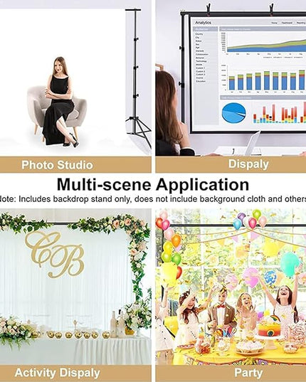 Photo Backdrop Stand, 10x9ft(WxH) Adjustable Photography Backdrop Stand, Aluminum Alloy Studio Photo Background Stand Support System for Party, Wedding, Photography, Advertising Display