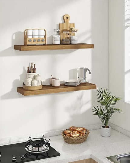 Dreamland 8" Deep Long Floating Shelves, 32 Inches Floating Shelves for Wall Set of 2, Large Display & Storage Shelf, Wall Shelf for Bathroom Bedroom Living Room Kitchen Office, Walnut