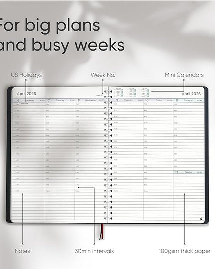 2026 Planner Weekly and Monthly – Hourly Appointment Book 2026 – Softcover, Twin-Wire Binding – Teacher Planner, Simple Design for Productivity - January 2026 to December 2026, 6.5 x 8.5