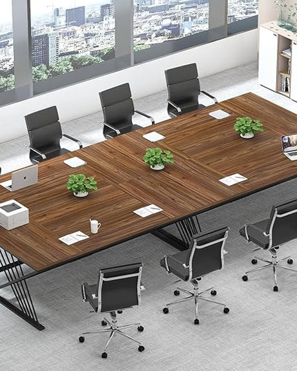 FOLUBAN 70.9" Computer Desk with Z-Shaped Legs, Large PC Desk for Home Office, Industrial Writing Desk, 2 Person Executive Workstation Study Table for Bedroom, Rustic Walnut