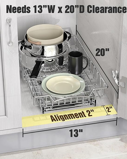 Simple Houseware Under Cabinet Pull Out Sliding Shelf Drawer Organizer, 18" D x 11" W