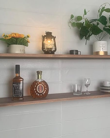 Pipe Shelves Industrial Pipe Shelving Real Wood Industrial Floating Shelves with Wood Planks 48 inch Wall Shelves Rustic Hanging Bookshelf Farmhouse Kitchen Bar Shelving
