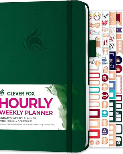 Clever Fox Planner Schedule – Undated Weekly & Monthly Life Planner with Time Slots, Appointment Book & Daily Organizer, A5 (Forest Green)