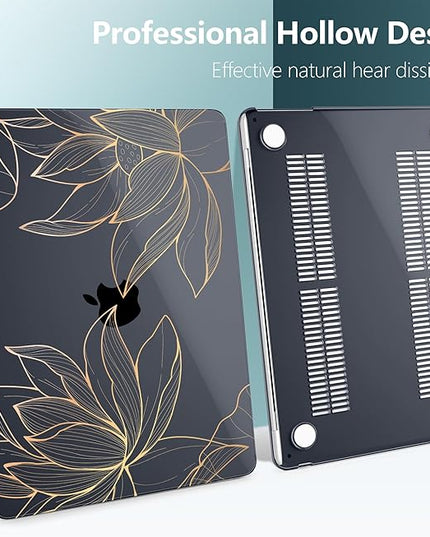 DONGKE for M4 MacBook Air 13.6 Inch Case 2025 2024 2023 2022 Model A3240 A3113 A2681 M3 M2 Chip, Plastic Hard Shell Case Cover with Touch ID for MacBook Air 13 Inch M4 - Lotus